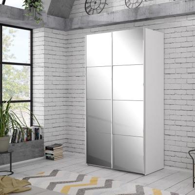 The Range 2 Door Mirrored Wardrobe With Soft Closing Sliding Doors - White