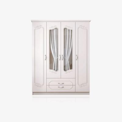 The Range ELODIE 4 Door 2 Drawer Mirrored Wardrobe, White - White