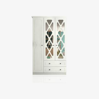The Range SIENA 3 Door 2 Drawer Mirrored Wardrobe, White - White