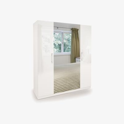 The Range Ashburton Four Door Wardrobe with Mirror - White / Gloss White