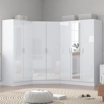 The Range REFLECT Wardrobe Bundle - Corner + 3 Door + 2 Door Plain - White - White Gloss / Matt White