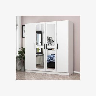 The Range Kale 4 Doors Wardrobe white Frame with white and Mirror Doors - White