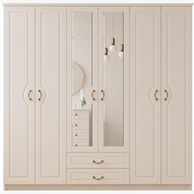 The Range ANNE 6 Door 2 Drawer Mirrored White Wardrobe - White