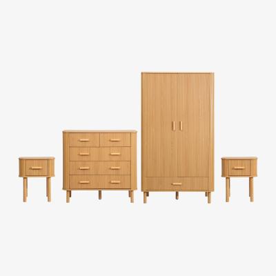 The Range 4 Piece Wooden Set Wardrobe Chest of Drawers Bedsides Axel  - Brown