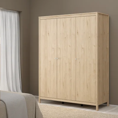 The Range Madrid Wardrobe with 3 Doors in Matt Black - Jackson Hickory Oak