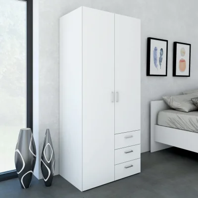 The Range Space Wardrobe 2 Doors 3 Drawers White 1750 - White
