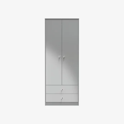The Range Padstow Tall 2 Drawer Wardrobe - Uniform Gloss & Dusk Grey