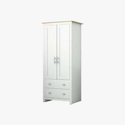 The Range Balmoral Light Oak Combination 2 Door Wardrobe - Matt Cream