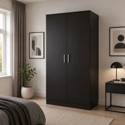 The Range VENICE 2 Door Black 80cm Wardrobe - Black