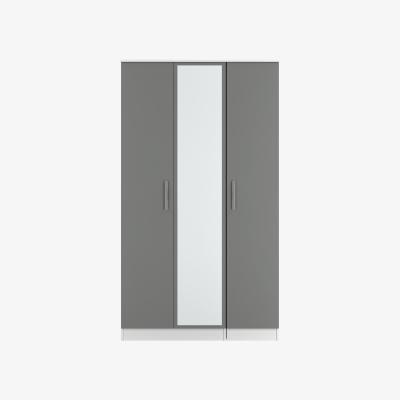 The Range Contrast Ready Assembled Triple Mirror Wardrobe - Dusk Grey & White