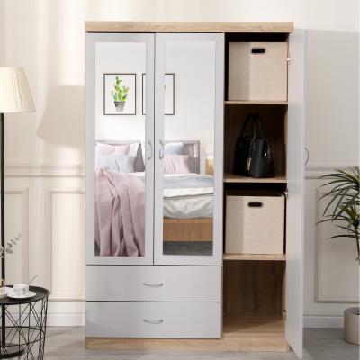 The Range HMD Mirrored Wardrobe with 3 Doors and 2 Drawers,Bedroom Furniture - Grey