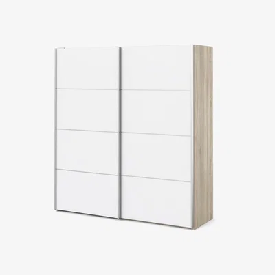 The Range Verona Sliding Wardrobe 180Cm In Oak With White Doors - White / 2