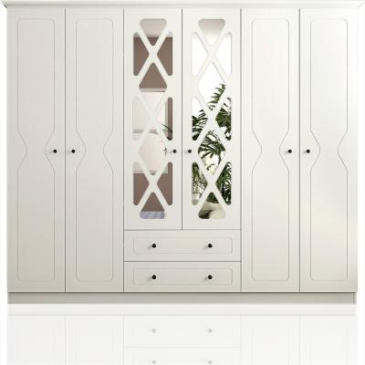 The Range SIENA 6 Door 2 Drawer Mirrored Wardrobe, White - White
