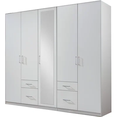 The Range Fly 5 Door, 1 Mirror & 4 Drawer White Wardrobe - White