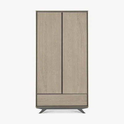Teddy Beau Bentley Brunel So And Dg Double Drawer Oak And Dark Grey Wardrobe