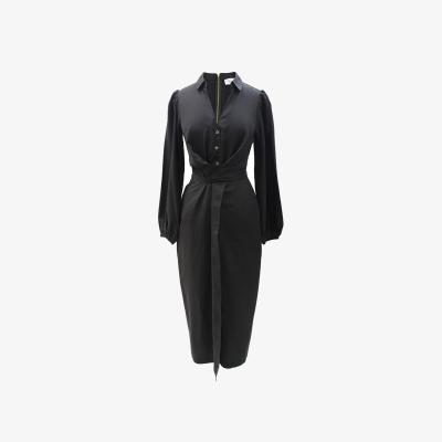 Wolf & Badger Women's Closet London Black Pencil Wrap Dress | L
