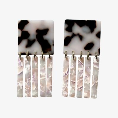 Wolf & Badger Black / Pink / Purple Square Fringe Earrings In Ladylike | Closet Rehab