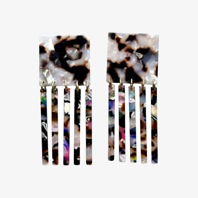 Wolf & Badger Women's Black / White Square Fringe Earrings In Binge Worthy | Closet Rehab