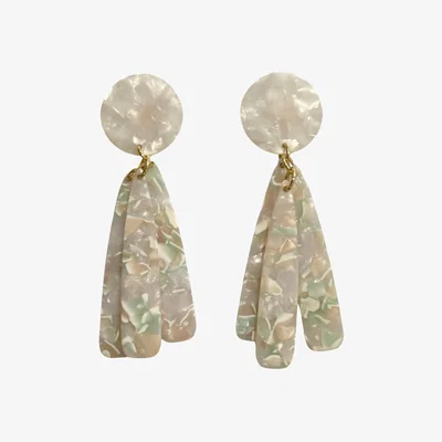 Wolf & Badger Women's Green / White Petal Drop Earrings In First Kiss Bliss | Closet Rehab