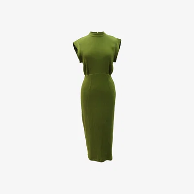 Wolf & Badger Women's Closet London Green Kimono Pencil Dress | Xs