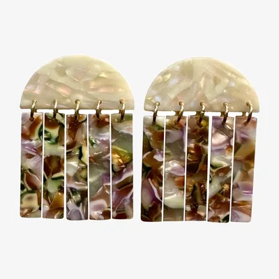 Wolf & Badger Women's Green / Pink / Purple Fringe Earrings In Secret Garden | Closet Rehab