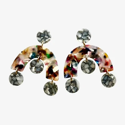 Wolf & Badger Women's Grey Arch Drop Earrings In Milky Way | Closet Rehab