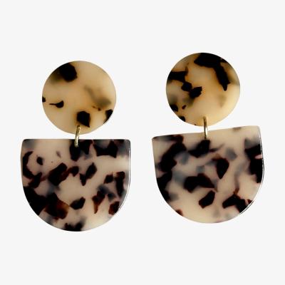 Wolf & Badger Women's Neutrals / Black Tab Drop Earrings In Black & White Tortoise | Closet Rehab