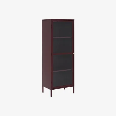 Barker and Stonehouse Dali Glass Tower Display Cabinet, Red Metal | Barker & Stonehouse