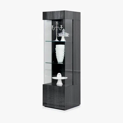 Barker and Stonehouse Borgia 1 Door Koto Wood Cabinet Right, Grey Highgloss