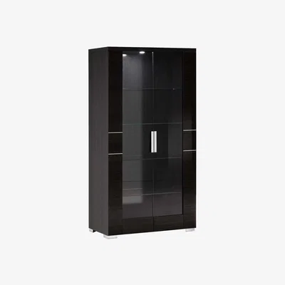 Barker and Stonehouse Versilia 2 Door Curio Cabinet, Grey Gloss | Barker & Stonehouse