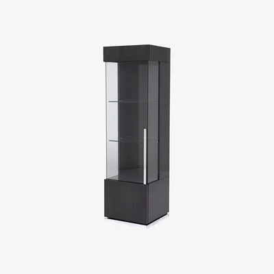 Barker and Stonehouse Borgia 1 Door Koto Wood Cabinet Left, Grey Gloss | Barker & Stonehouse