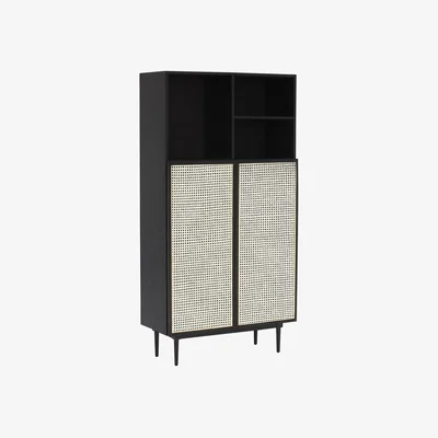 Barker and Stonehouse Hague Wall Unit Display Cabinet, Black Oak Wood | Barker & Stonehouse
