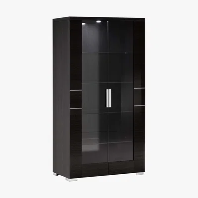 Barker and Stonehouse Versilia 2 Door Curio Cabinet, Grey Koto High Gloss Finish