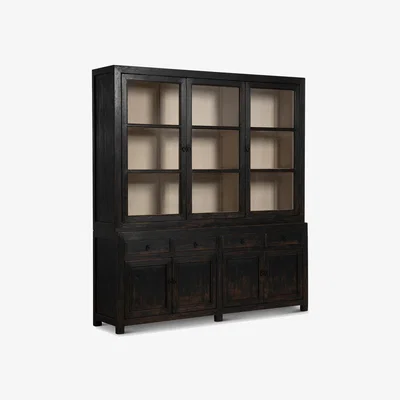 Barker and Stonehouse Dickens Glass Cabinet, Black Wood | Barker & Stonehouse