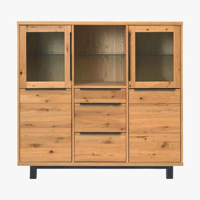 Barker and Stonehouse Savannah 3 Section Highboard, Wild Oak