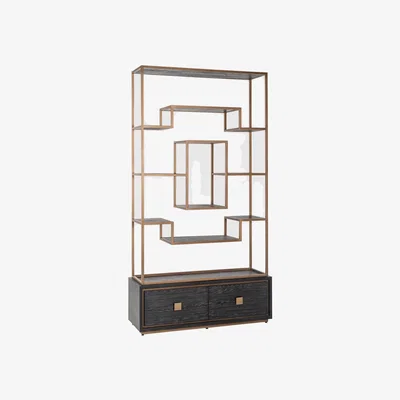Barker and Stonehouse Cantha 2 Drawer Display Cabinet, Brown Oak | Barker & Stonehouse