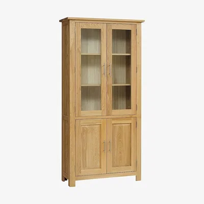 The Cotswold Company Newark Oak Glass Display Cabinet
