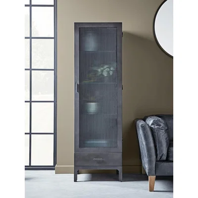 Cox and Cox NEW Reeded Glass Display Cabinet - Slim