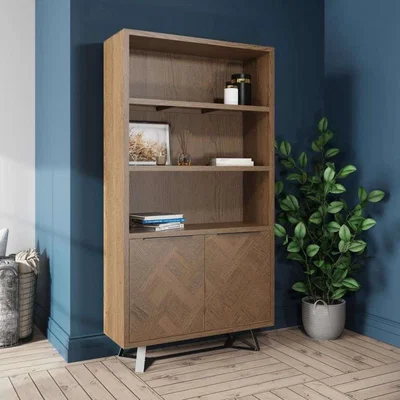 Chiltern Oak Furniture Industrial Oak Display Cabinet Bookcase