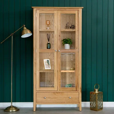 Chiltern Oak Furniture Bergen Oak Glass Display Cabinet