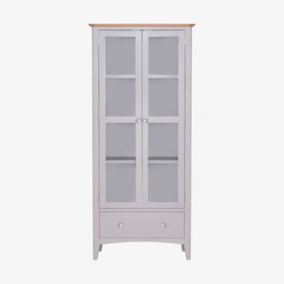 Chiltern Oak Furniture Malvern Shaker Grey Painted Oak Display Cabinet