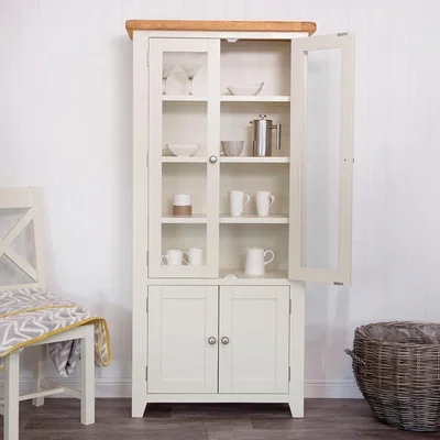 Chiltern Oak Furniture Hampshire Ivory Painted Oak Glass Display Cabinet