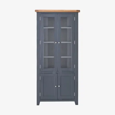 Chiltern Oak Furniture Hampshire Blue Painted Oak Display Cabinet
