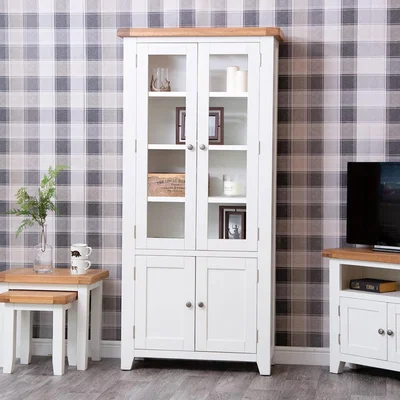 Chiltern Oak Furniture Hampshire White Painted Oak Glass Display Cabinet
