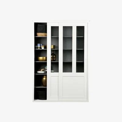 Cuckooland Vince Display Cabinet with Sliding Doors in White by Woood