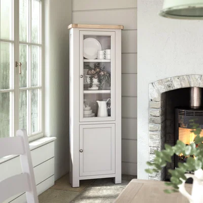 Dunelm Salcombe Corner Display Cabinet Stone (Grey)