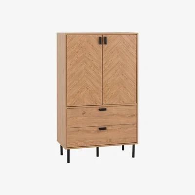 Dunelm Leon 2 Drawer Cabinet Brown