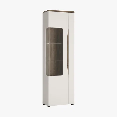 Dunelm Toledo 1 Door Left Hand White Display Cabinet White
