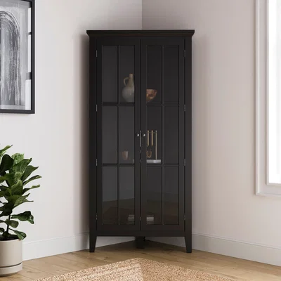 Dunelm Lynton Glazed Glass Corner Cabinet Black