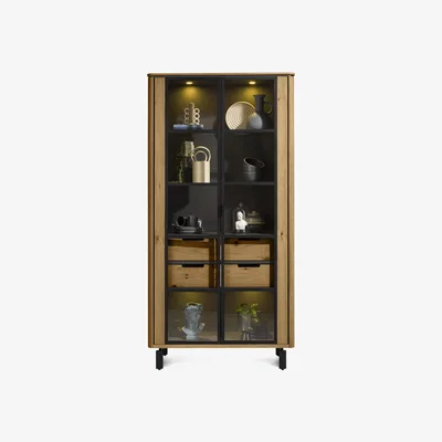 Furniture Village Habufa - Montreal Glazed Display Unit - Railway Brown
